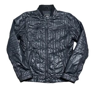 The North Face Jacket Women's M Quilted Moto Biker Black Full Zip Nylon